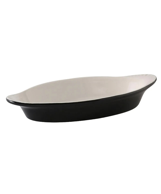 Đĩa Welsh Rarebit Oval Tuxton B4N-080 DuraTux® 240 ml Gốm Đen/Eggshell