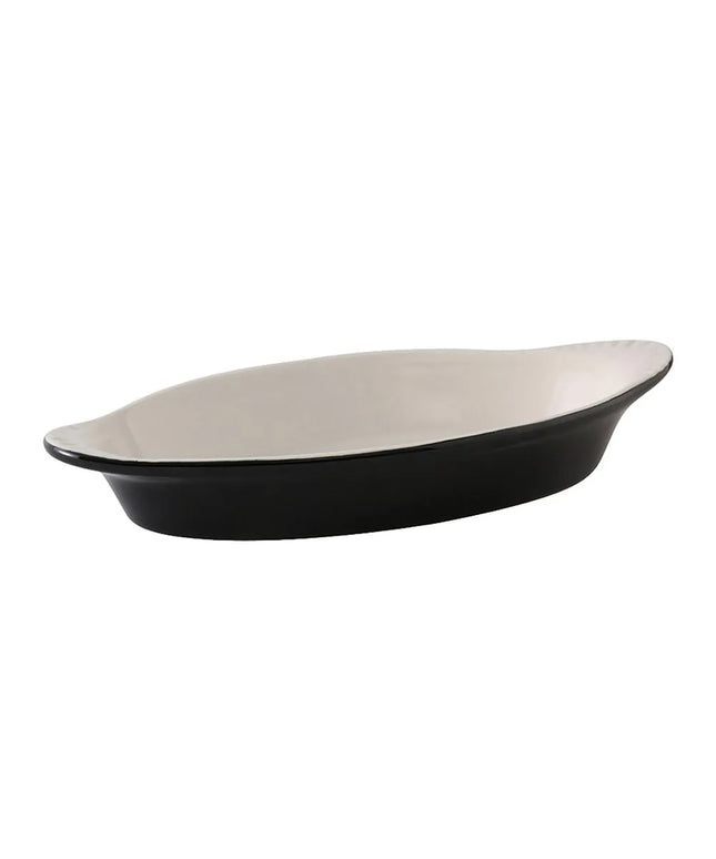 Đĩa Welsh Rarebit Oval Tuxton B4N-120 DuraTux® 355 ml Gốm Đen/Eggshell