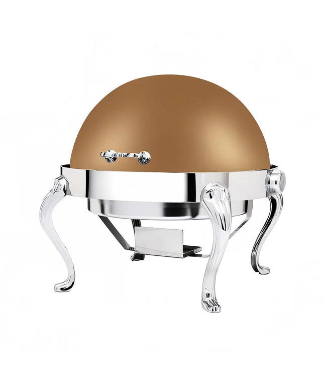 Eastern Tabletop 3118QARZ 8 qt Round Chafer w/ Roll Top Cover, Stainless Steel, Bronze