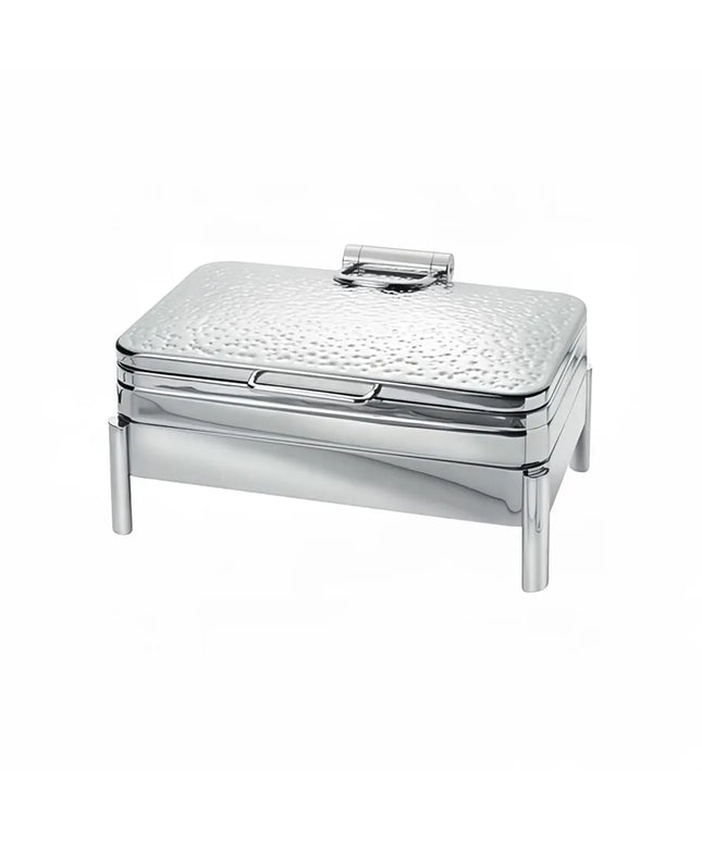 Eastern Tabletop 3925HS 8 qt Rectangular Induction Chafing Dish w/ Hinged Lid, Stainless Steel, Hammered Finish
