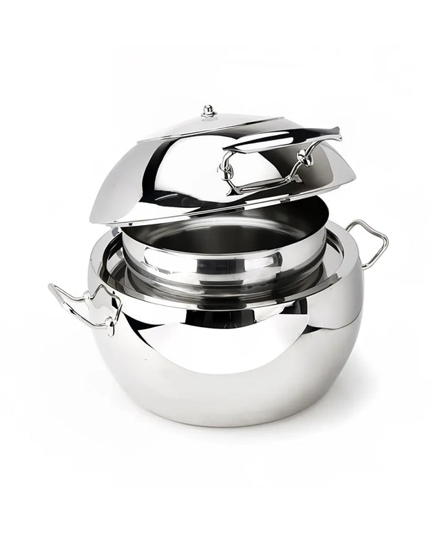 Eastern Tabletop 39311B 11 qt Round Induction Soup Chafer w/ Hinged Glass Lid, Stainless Steel