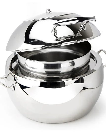 Eastern Tabletop 39311G 11 qt Round Induction Soup Chafer w/ Hinged Glass Lid, Stainless Steel