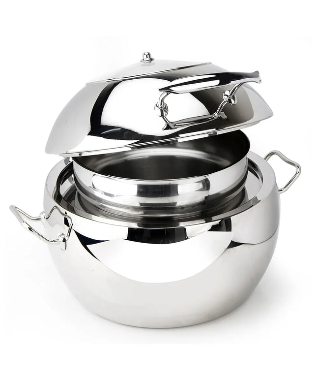 Eastern Tabletop 39311G 11 qt Round Induction Soup Chafer w/ Hinged Glass Lid, Stainless Steel