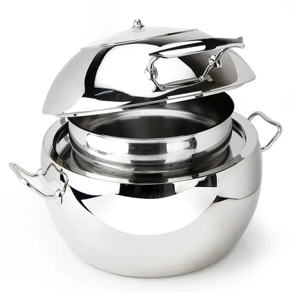 Eastern Tabletop 39311G 11 qt Round Induction Soup Chafer w/ Hinged Glass Lid, Stainless Steel