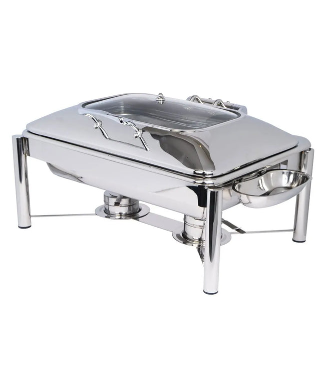 Eastern Tabletop 3935GPL 8 qt Oblong Induction Chafer w/ Hinged Glass Lid, Stainless Steel