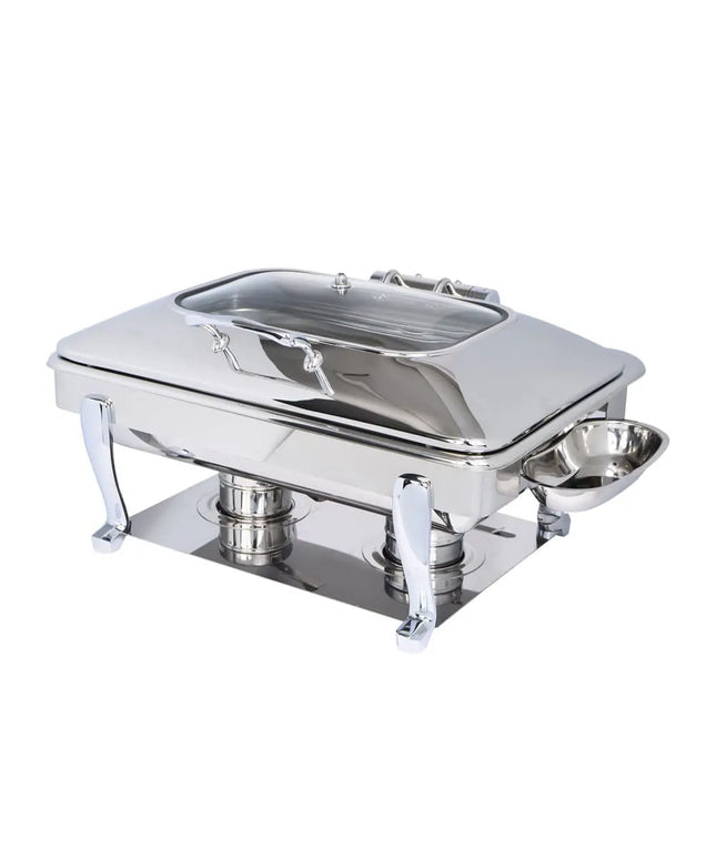 Eastern Tabletop 3935GS 8 qt Oblong Induction Chafer w/ Hinged Glass Lid, Stainless Steel