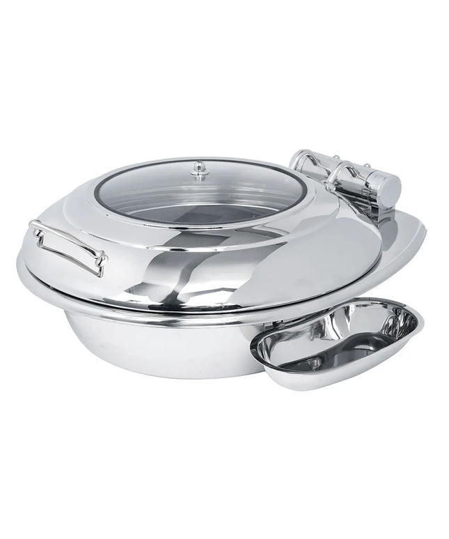 Eastern Tabletop 3938G 6 qt Round Induction Chafer w/ Hinged Glass Lid, Stainless Steel