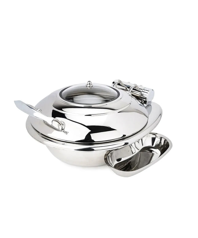 Eastern Tabletop 3939G 4 qt Round Induction Chafer w/ Hinged Glass Lid, Stainless Steel