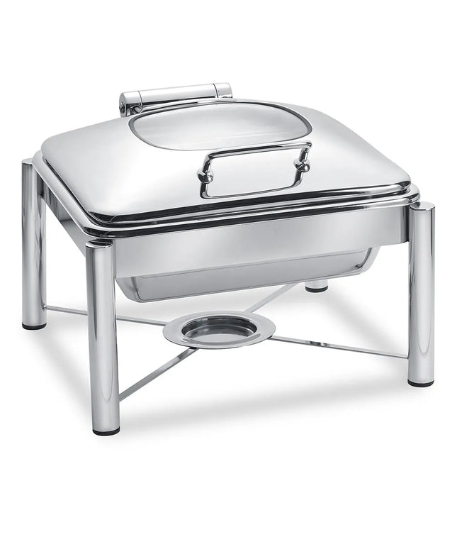 Eastern Tabletop 3954G/S 6 qt Square Induction Chafing Dish w/ Hinged Glass Lid, Stainless Steel