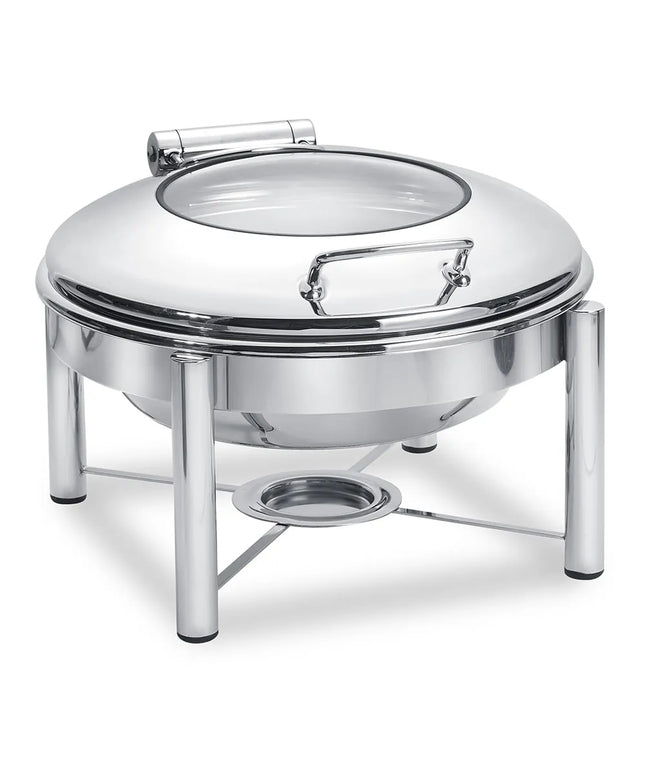 Eastern Tabletop 3958G/S 6 qt Round Induction Chafing Dish w/ Hinged Glass Lid, Stainless Steel