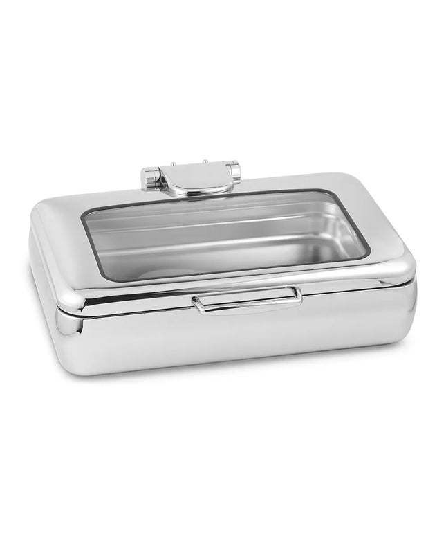 Eastern Tabletop 3995G 8 qt Rectangular Induction Chafing Dish w/ Hinged Lid, Stainless Steel