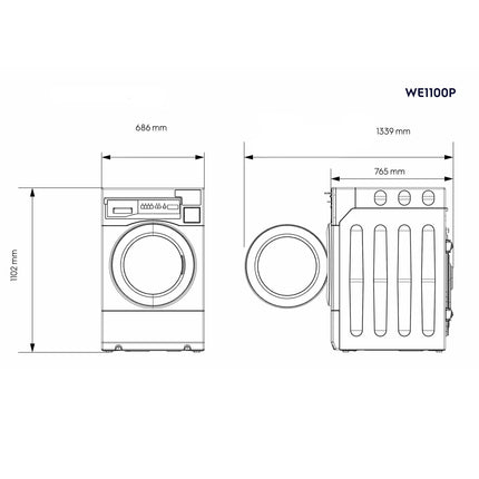Electrolux Professional ELECTROLUX | Commercial Washing Machine - myPRO XL WE1100P – 12 kg – Drain Pump – 230V 2.0 kW