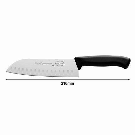 F. DICK | ProDynamic Santoku Knife – 18 cm Blade - Granton Edge - Black Handle - Stainless Steel