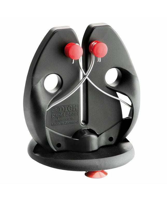 F. DICK | Rapid Steel Action Knife Sharpener – 3 sharpening rods - with base plate - black