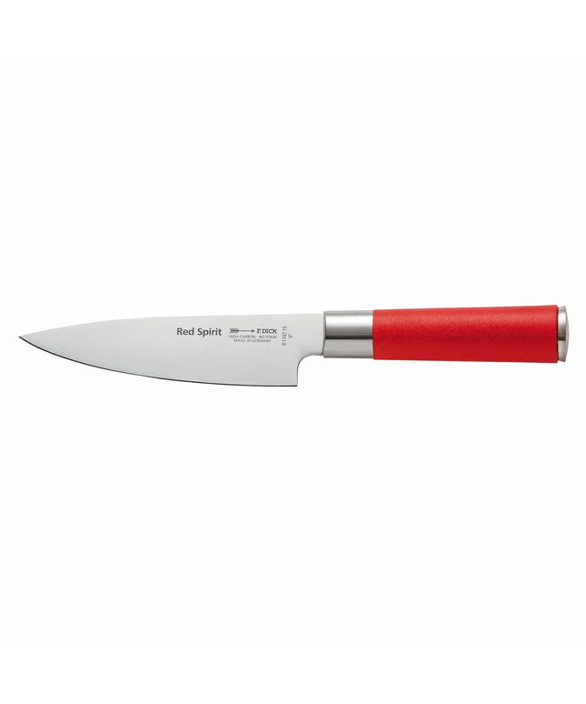 F. DICK | Red Spirit Chef's Knife – 15 cm / 6″ blade - red non-slip handle - German steel