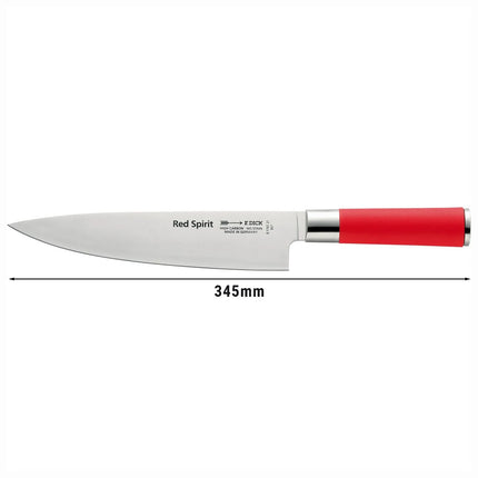 F. DICK | Red Spirit Chef's Knife – 21 cm / 8.3″ blade - red non-slip handle - German steel - 345×26×46 mm