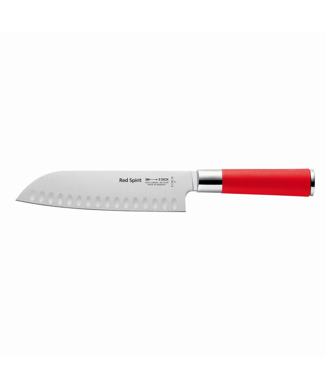 F. DICK | Santoku Knife – Red Spirit - Granton Hollow Edge - 18 cm Blade - Red Handle