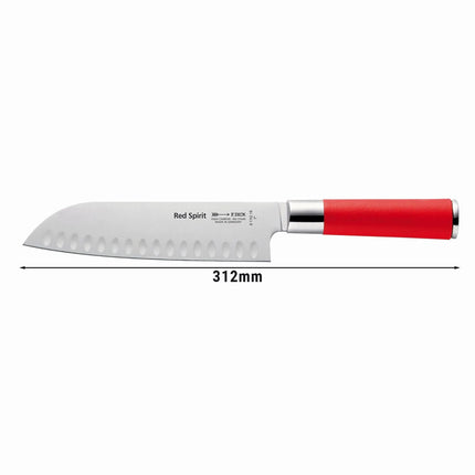 F. DICK | Santoku Knife – Red Spirit - Granton Hollow Edge - 18 cm Blade - Red Handle