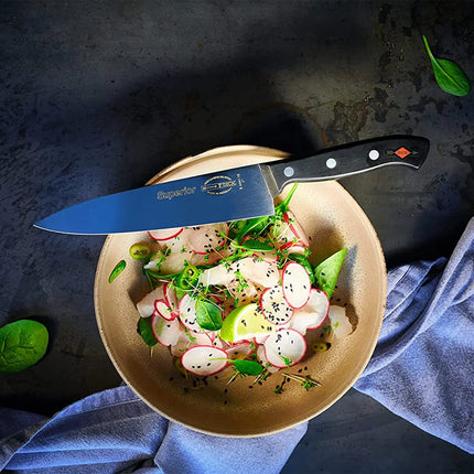 F. DICK | Superior Chef's Knife 21 cm – Black/Silver Handle - X55CrMo14 Steel - Made in Germany