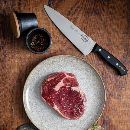 F. DICK | Superior Chef's Knife 21 cm – Black/Silver Handle - X55CrMo14 Steel - Made in Germany