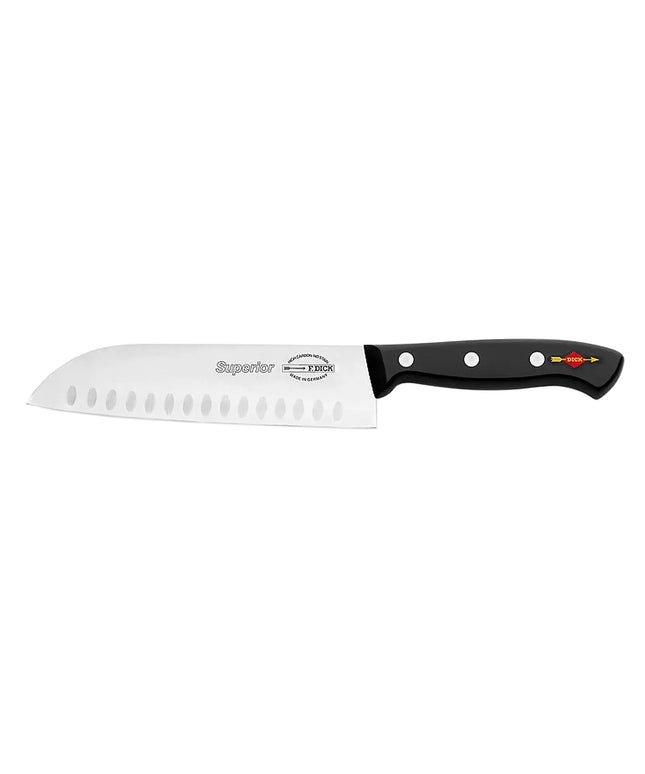 F. DICK | Superior Santoku Knife 18 cm – Granton Edge - Black/Silver Handle