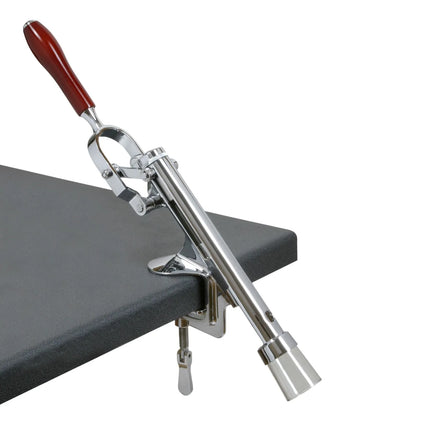 FUCHS | Wine bottle uncorking device with table attachment - chrome-plated