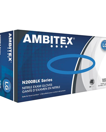 Găng Tay Nitrile Dùng Một Lần Strong AMBITEX® NLG200BLK - Không Bột, Đen, Cỡ L