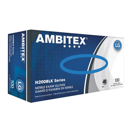 Găng Tay Nitrile Dùng Một Lần Strong AMBITEX® NLG200BLK - Không Bột, Đen, Cỡ L