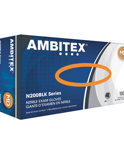 Găng Tay Nitrile Dùng Một Lần Strong AMBITEX® NLG200BLK - Không Bột, Đen, Cỡ L