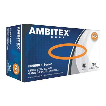 Găng Tay Nitrile Dùng Một Lần Strong AMBITEX® NLG200BLK - Không Bột, Đen, Cỡ L
