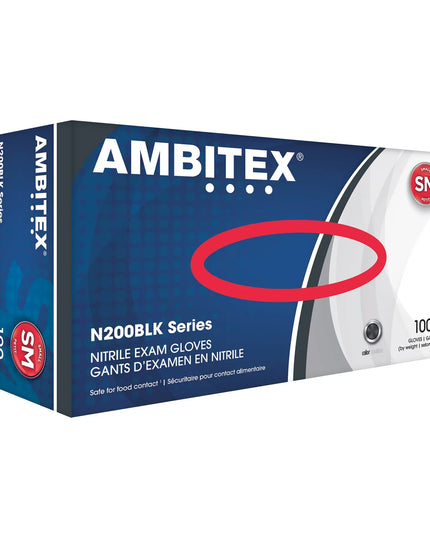 Găng Tay Nitrile Dùng Một Lần Strong AMBITEX® NLG200BLK - Không Bột, Đen, Cỡ L