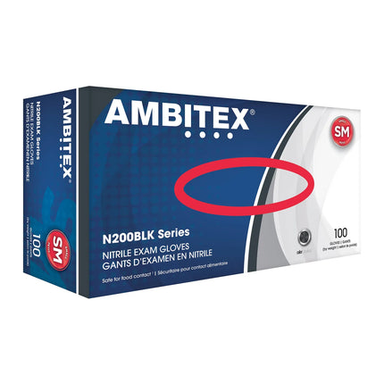 Găng Tay Nitrile Dùng Một Lần Strong AMBITEX® NLG200BLK - Không Bột, Đen, Cỡ L