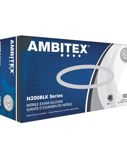 Găng Tay Nitrile Dùng Một Lần Strong AMBITEX® NLG200BLK - Không Bột, Đen, Cỡ L