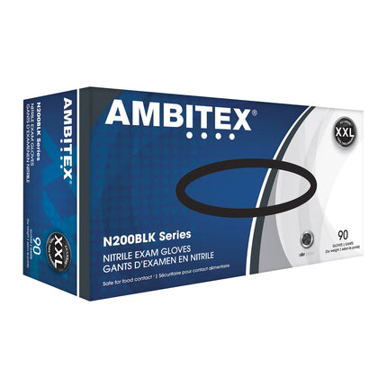 Găng Tay Nitrile Dùng Một Lần Strong AMBITEX® NLG200BLK - Không Bột, Đen, Cỡ L