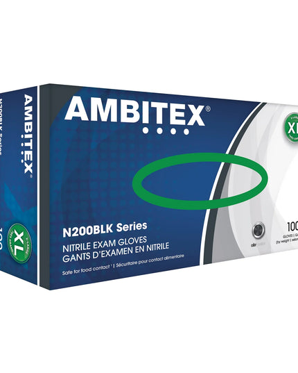 Găng Tay Nitrile Dùng Một Lần Strong AMBITEX® NLG200BLK - Không Bột, Đen, Cỡ L