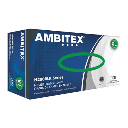 Găng Tay Nitrile Dùng Một Lần Strong AMBITEX® NLG200BLK - Không Bột, Đen, Cỡ L