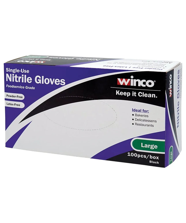 Găng Tay Nitrile Dùng Một Lần Winco GLN-LB - Không Bột, Đen, Cỡ L