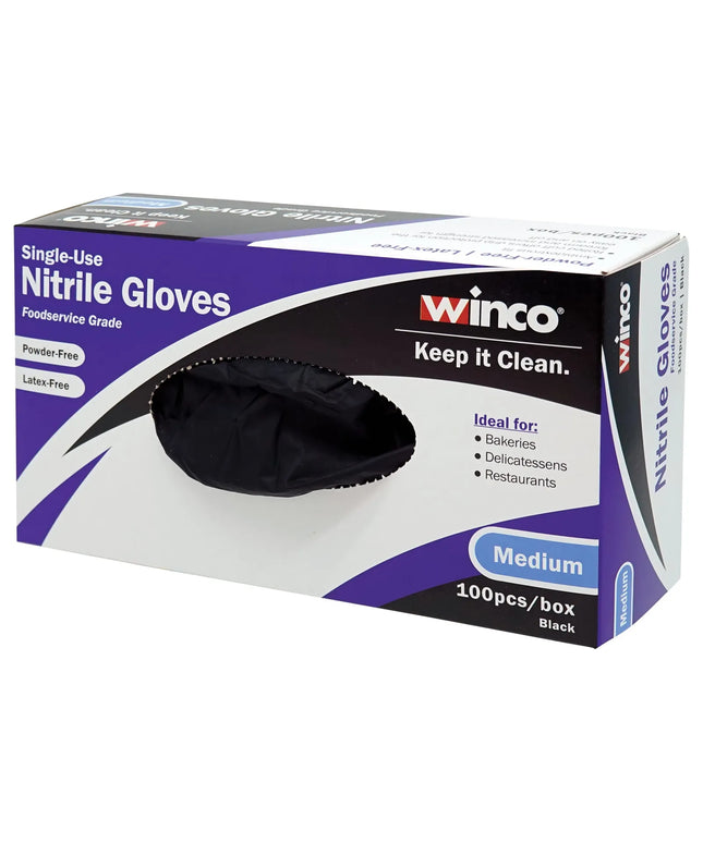 Găng Tay Nitrile Dùng Một Lần Winco GLN-MB - Không Bột, Đen, Cỡ M