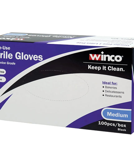 Găng Tay Nitrile Dùng Một Lần Winco GLN-MB - Không Bột, Đen, Cỡ M