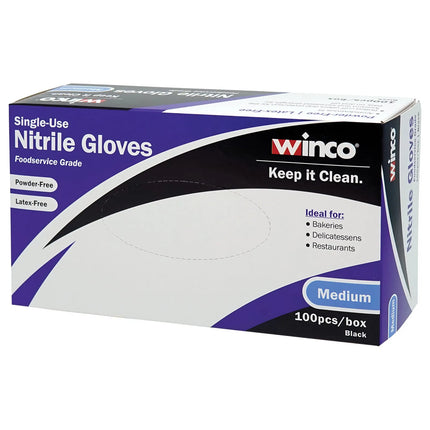 Găng Tay Nitrile Dùng Một Lần Winco GLN-MB - Không Bột, Đen, Cỡ M