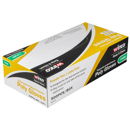 Găng Tay Poly Dùng Một Lần Winco GLP-L - Không Bột, Trong Suốt, Cỡ L