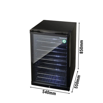 GASTRO-COOL | Back Bar Cooler Single Hinged Glass Door – 130 L - Black - 540 mm - 2–10 °C