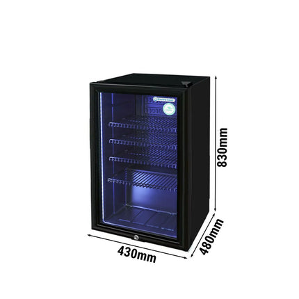 GASTRO-COOL | Commercial Back Bar Cooler – 88L – Single Glass Door – Black