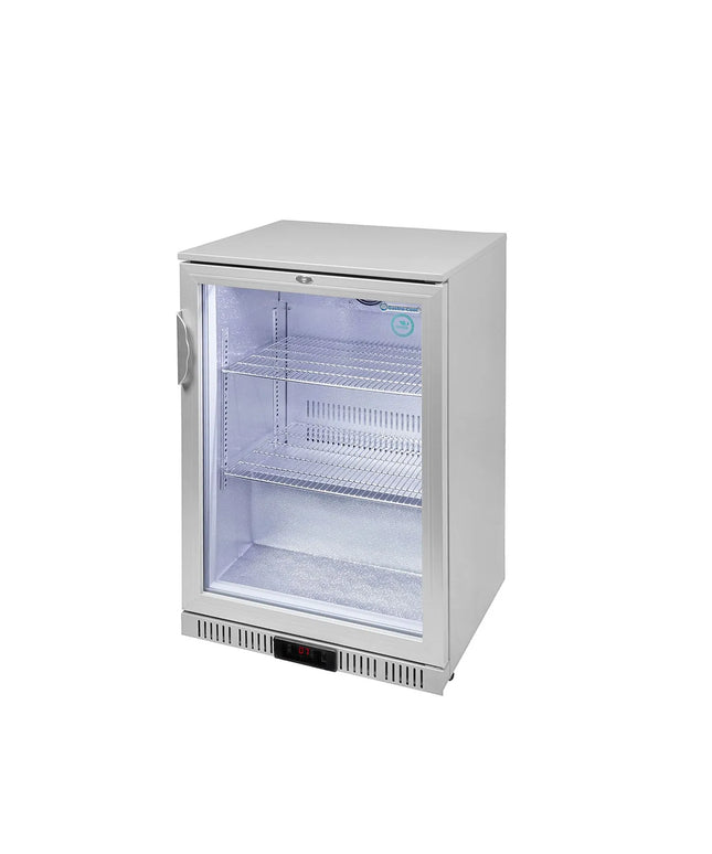 GASTRO-COOL | Commercial Back Bar Display Fridge – 128 L – 600 mm – Single Glass Door – Silver