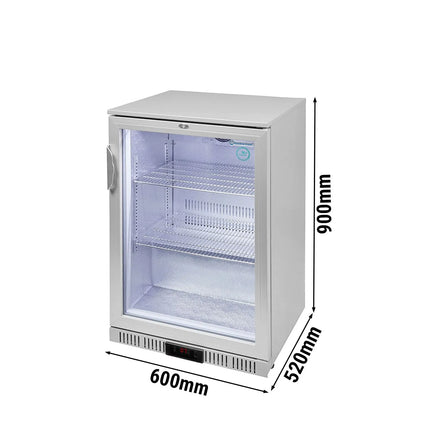 GASTRO-COOL | Commercial Back Bar Display Fridge – 128 L – 600 mm – Single Glass Door – Silver