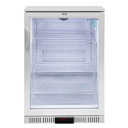 GASTRO-COOL | Commercial Back Bar Display Fridge – 128 L – 600 mm – Single Glass Door – Silver