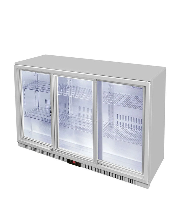 GASTRO-COOL | Commercial Back Bar Display Fridge – 312 L – 1,350 mm – 3 Sliding Glass Doors – UC300