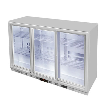 GASTRO-COOL | Commercial Back Bar Display Fridge – 312 L – 1,350 mm – 3 Sliding Glass Doors – UC300