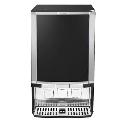 GASTRO-COOL | Commercial Milk Dispenser - with Illuminated Canopy - 480mm - 65 Litres - 1 hinged glass door - LED lighting - digital controller with temperature display - Black - Temperature range 0 to 18 °C