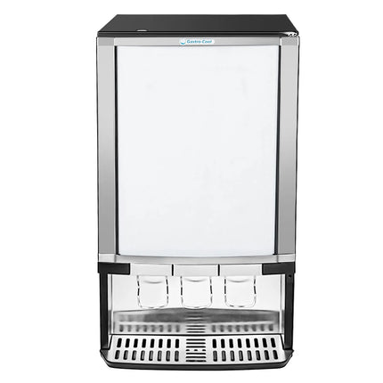 GASTRO-COOL | Commercial Milk Dispenser - with Illuminated Canopy - 480mm - 65 Litres - 1 hinged glass door - LED lighting - digital controller with temperature display - Black - Temperature range 0 to 18 °C